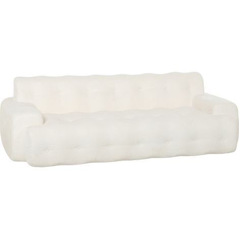 Canapé 3 places - HOMCOM - assise profonde, accoudoirs larges - entièrement compressé sans montage - chenille - 211x93x64cm - crème (1/5)