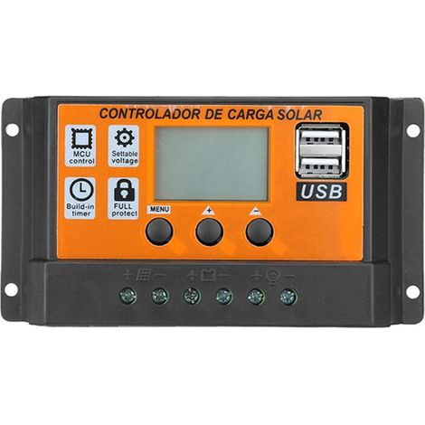 Contrôleur solaire 100A 12V/24V, Contrôleur de charge LCD double USB pour panneau solaire (1/5)