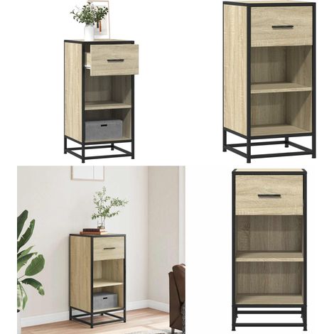 vidaXL Sideboard Sonoma-Eiche 35,5x35x76 cm Holzwerkstoff und Metall (1/5)