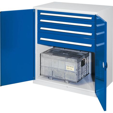 Kappes Schwerlast-Beistellschränke ohne Mitteltrennwand 1110x1000x600mm Modell 62 Doppelwandtüren enzianblau