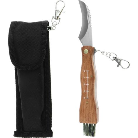 Couteau À Champignons - Lame En Acier Inoxydable - Poignée En Bois Avec Brosse Intégrée - Pour Ramassage En Plein Air - 1 Pièce (1/5)