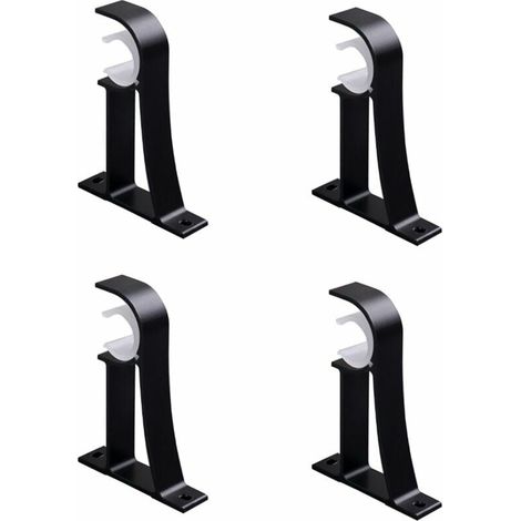 4er-Pack robuste, dekorative Gardinenstangenhalterungen für 2,5–3,2 cm lange Gardinenstangen, schwarz (1/4)