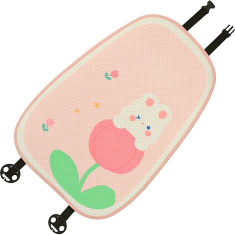 Coussin de Soutien Lombaire pour Siège Auto, Motif Dessin Animé Mignon, Tissu en Soie de Glace Respirant, Confortable pour Voiture, Rose (1/5)