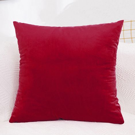 Funda de cojín de terciopelo de 50x50 cm, decorativa para sofá, hogar, supersuave, para sala de estar, dormitorio, sofá - Borgoña (1/5)