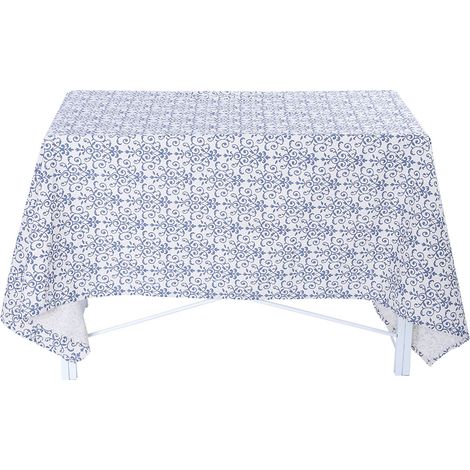 Nappe Rectangulaire En Coton Et Lin Motif Porcelaine Bleue Et Blanche Pour Salle A Manger Cuisine 140x100cm (1/5)