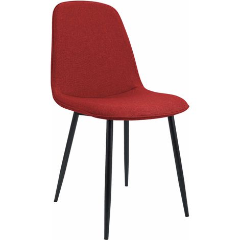 Silla de cocina/comedor de diseño moderno x1 en tela roja con estructura de metal negro 100007165 (1/5)