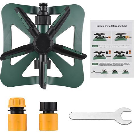 Arroseur automatique rotatif 360° 5 bras 20 buses PC résistant raccord rapide pour pelouse jardin système d'irrigation (1/3)