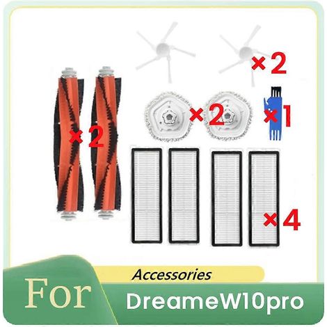 Kit d'accessoires pour aspirateur Dreame W10 Pro (11 pièces) : brosse principale, filtre et serpillière. (1/5)