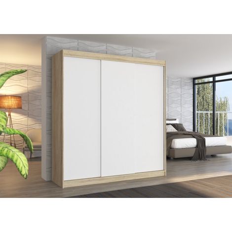 Schiebetürenschrank Schrank Nr.435 in Sonoma- Weiss matt 200x215x58 cm (1/3)