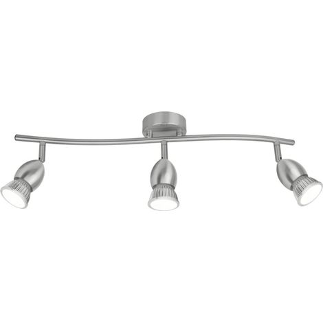 Plafón alargado de 3 luces Bala acabado niquel satinado 16 cm(alto)50 cm(ancho)8 cm(largo) (1/2)