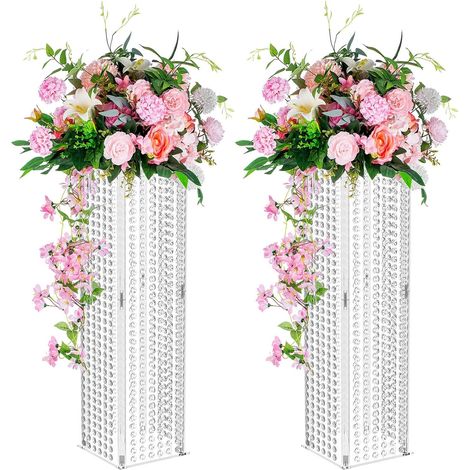 Centres de Table Vase, 80cm Haut, Collier de Perles de Cristal Fleur (1/5)