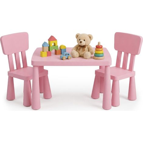 Ensemble Table et 2 chaises Enfant, Rose, Facile à Nettoyer (1/5)