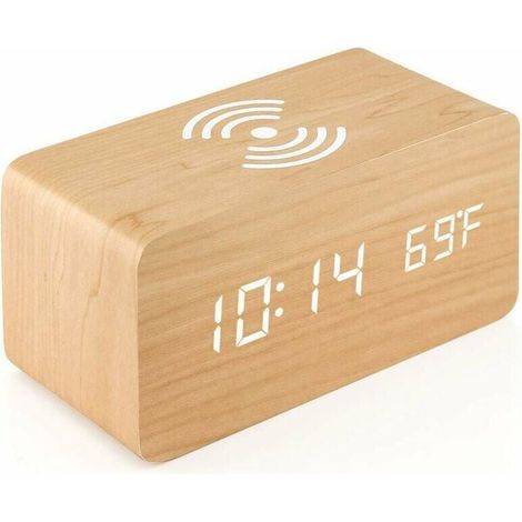 Reveil Numerique Avec Chargeur Sans Fil Led Reveil De Bureau Affichage De La Temperature