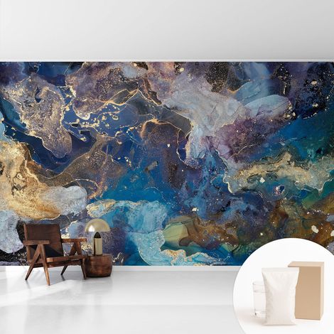 Tapete Vliestapete mit Kleber - Wandgestaltung - Tapete Wohnzimmer - Flur Eingangsbereich Kosmisches Mosaik 416x254 cm