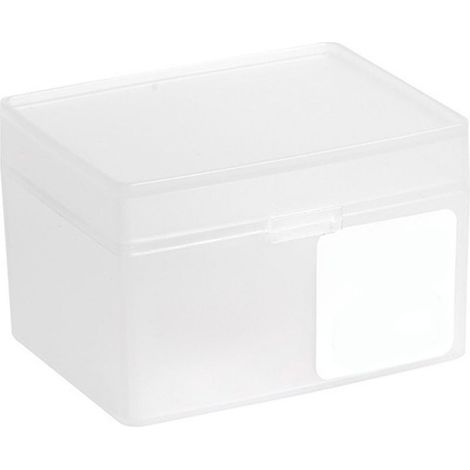 Boîte de rangement transparente empilable en plastique avec couvercle à charnière pour ruban adhésif et notes de bureau (1/5)
