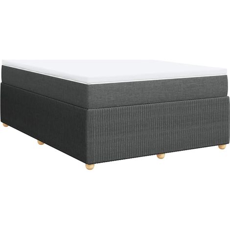 Lit double  Lit adulte  Sommier à lattes de lit avec matelas Gris foncé 140x200cm Tissu