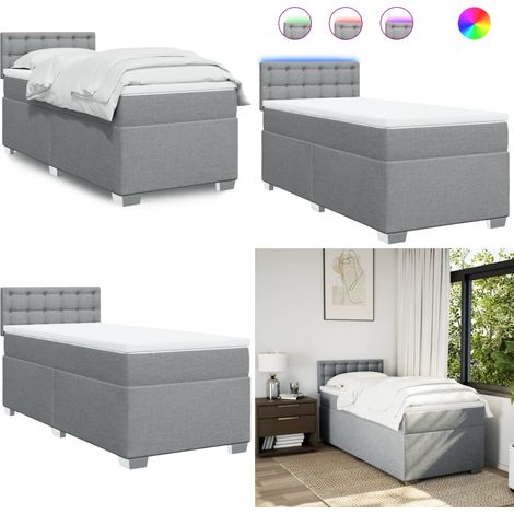 Boxspringbett mit Matratze Hellgrau 90x200 cm Stoff - Boxspringbett - Doppelbett - Bettgestell - Kopfteil - Hellgraues Bett - Home & Living (1/5)