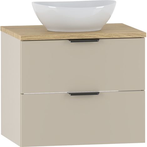 Waschtisch 60.6cm Astrid mit 2 Schubladen, Kaschmir und Holzoptik