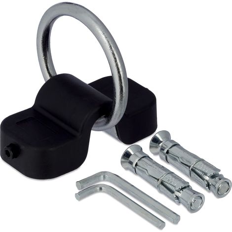 Ancrage murale ou au sol pour vélo moto trottinette 15 x 5 x 5 cm en acier trempé noir (1/5)