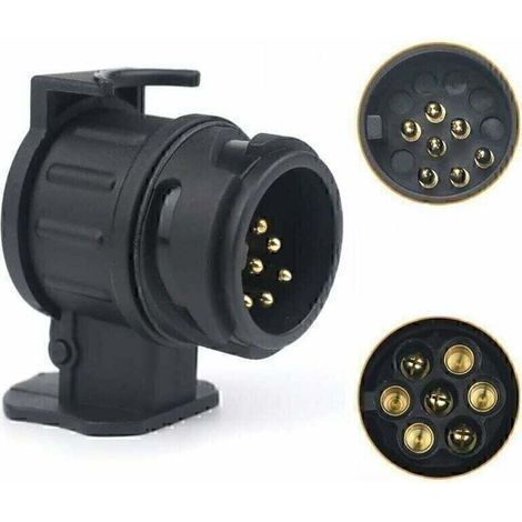 Adaptateur Remorque 13 vers 7 Broches, Connecteur Prise Remorque 13 pin 7 pin pour Voiture, RV, Caravane, Porte-vélo (1/5)