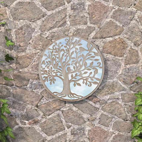 Miroir de jardin Style baroque - Miroir mural Sable 40x2,5cm Fer Rond utilisation extérieure BV873316 - BonneVie (1/5)