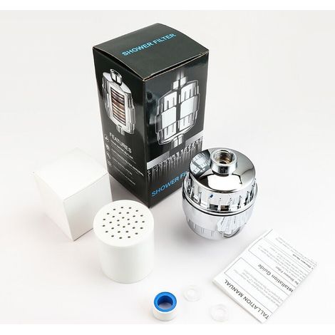 15-stufiger Duschfilter mit Vitamin C für hartes Wasser - Mehrstufiger, austauschbarer Kartuschen-Duschkopf-Enthärtungsfilter zur Entfernung von Chlor und Metallen. (1/4)