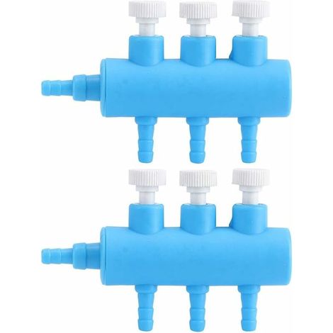 Bypassventil für Aquarium-Luftpumpen, Sauerstoffpumpenadapter aus Kunststoff für Aquarien (3-Wege, 2 Stück)