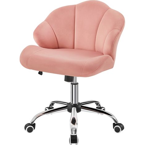 Homevive Silla Escritorio Oficina Silla Ergonomica Silla de Despacho Silla Terciopelo con Ruedas Silla sin Reposabrazo Capacidad 136 KG Rosa