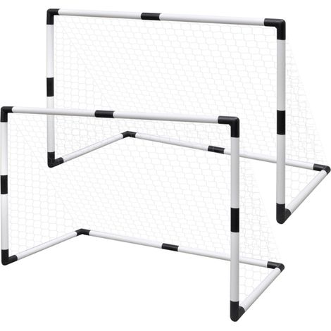 Helloshop26 – Set de but de football 2 pièces – Poteaux en plastique haute qualité – Filet en polyester 100% résistant aux intempéries – Dimensions 91,5x61 cm