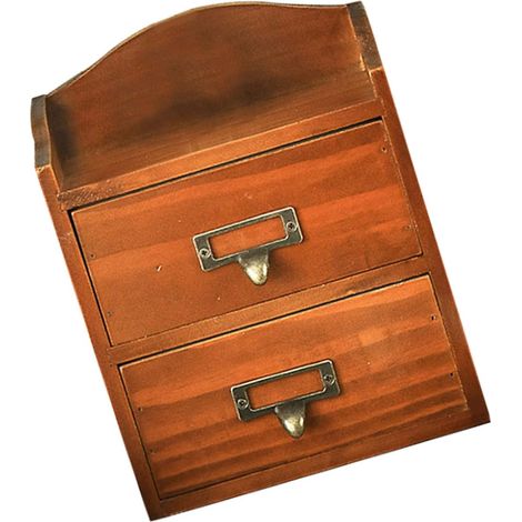 Boîte de Rangement à Tiroirs en Bois Finition Vintage Organiseur Multi-Couches pour Bureau et Chambre Compartiments Multiples pour Fournitures de Bureau Bijoux et Petits (1/5)