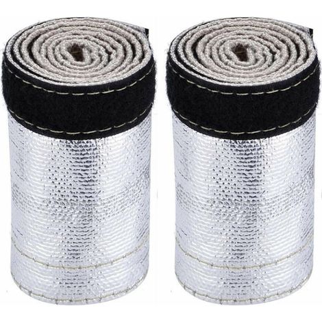 Tuyaux aluminisés pour bouclier thermique - 600 x 106 mm - pare chaleur echappement Couvercle de tuyau isolé - Blanc cassé - Protection contre la chaleur - Manchon protection thermique Lot de 2 (1/5)