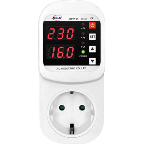 Power socket with automatic overvoltage and overcurrent protection, equipped with LED display and automatic reset function (1/5)