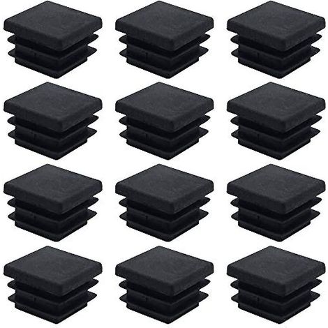 40 embouts carrés pour meubles, bouchons de tube carrés en plastique 20 mm x 20 mm, embouts antidérapants noirs mats, bouchons rectangulaires pour tuyaux. (1/5)
