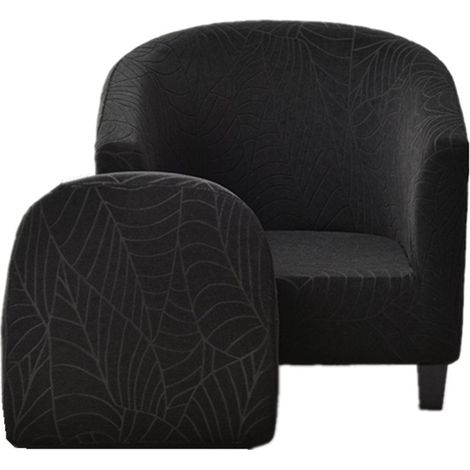 Housse De Fauteuil 1 Place Cabriolet Chesterfield en Tissu Jacquard Extensible Noir (1/5)