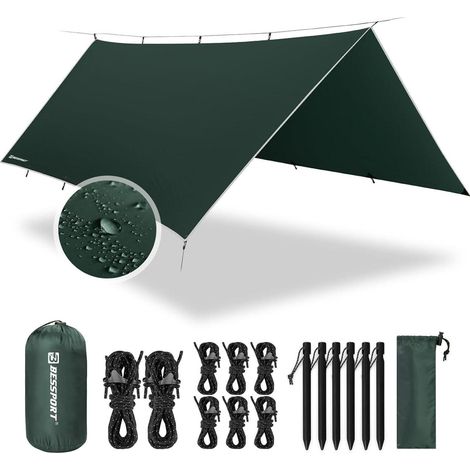 Camping Zeltplane Tarp 3m x 4m Wasserdicht PU3000 Hängematte Ösen (1/5)