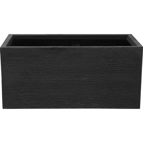 Beliani – Jardinière cache-pot noir en fibre d'argile 80 x 37 x 38 cm – Avec trou de drainage – Résistante aux UV – Pour intérieur et extérieur (1/5)