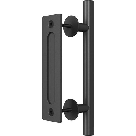 Poignée De Porte Coulissante - Pour Porte De Grange Et Placard - En Acier Noir Mat - Fixation Murale - 1 Pièce (1/5)