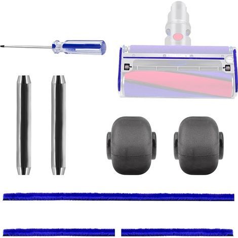 Chuancheng Bandes en Peluche Douce + essieux + Roues+ Tournevis pour aspirateur pour Dyson V6 V7 V8 V10 V11 Tête de Nettoyage à Rouleau Souple (1/5)