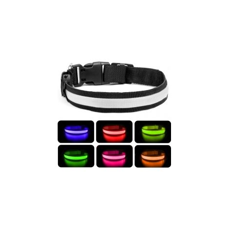 Ortviai – LED-Halsband Hund mit Farbwechsel – Nylonhalsband mit 11 Leuchtmodi, USB-Akku, längenverstellbar – kompatibel mit mittelgroßen und großen Hunden (1/5)