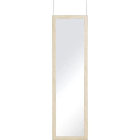 Specchio da appendere a porta o parete, bianco e beige, 126 cm