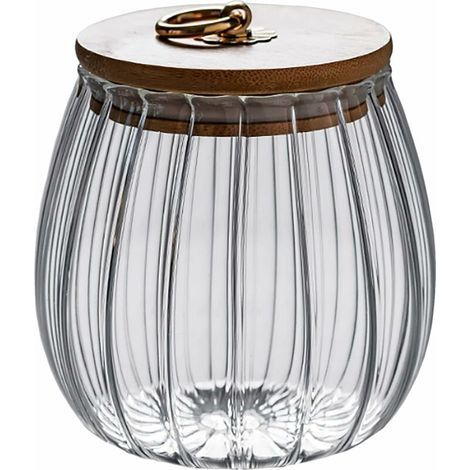 750 ml durchsichtiges Glasgefäß mit luftdichtem Deckel aus Akazienholz für Kaffee, Tee, Gewürze, Zucker, Kekse, Nüsse (1/5)