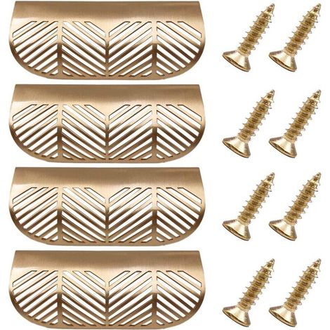 4 Stück Messing-Gold-Metall-Schubladen- und Schranktürgriffe, verdeckte eingelassene Schrankmöbelgriffe, Knöpfe - L117