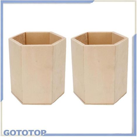 tasse à crayons Porte-stylo en Bois, Pot à Crayons Géométrique en Tilleul avec Organisateur, Parfait pour loisirs peinture (1/4)