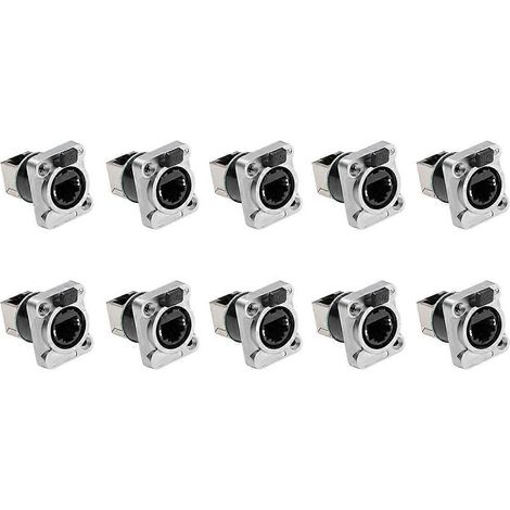 Lot de 10 prises châssis Ethernet RJ45 NE8FDP, connecteur traversant Ethernet étanche IP65. (1/5)