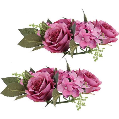 Couronnes de bougies artificielles violettes en forme de roses, 8 pièces, pour décoration de mariage (1/5)