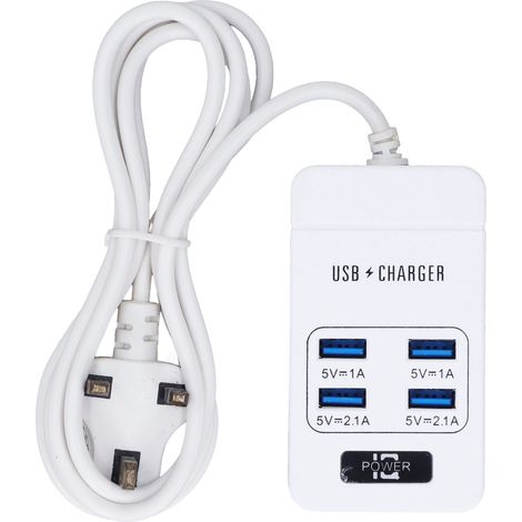 Prise USB intelligente charge rapide multiprise portable blanche fiche UK 110-250V petite prise murale (1/5)