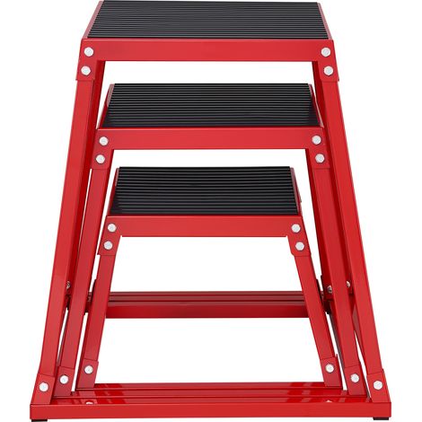 Mophorn Plyometrische Sprungboxen, 12/18/24 Zoll, rutschfeste Plattform für das Training im Heim-Fitnessstudio, rot, für Krafttraining