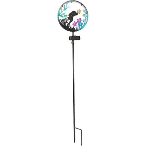 Lampe solaire à piquet en forme de papillon en fer, projecteur extérieur pour pelouse, éclairage décoratif paysager (blanc chaud) (1/4)