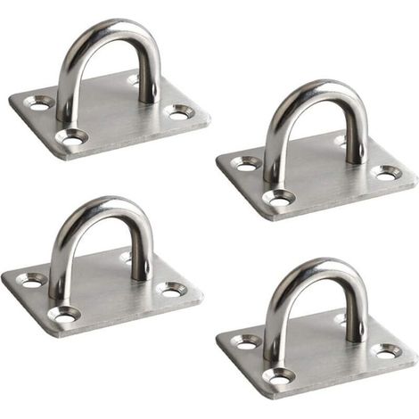 4 Pièces Crochets à œillet en Acier Inoxydable 304, Crochet de Fixation Murale de Plafond Robuste, pour Sangle d'Entraînement, Balançoire, Hamac, Boxe Sac de Frappe