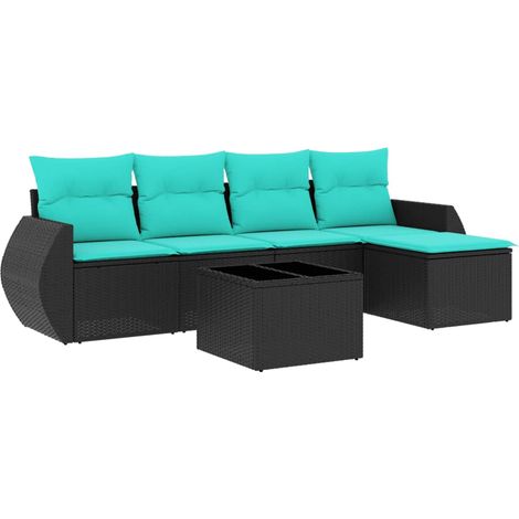 Maison Exclusive - Ensemble de canapé de jardin 6 pcs avec coussins noir résine tressée (1/5)